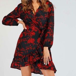 Floral faux wrap dress